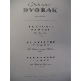 DVORAK Antonin Slavische Tänze Piano 4 mains