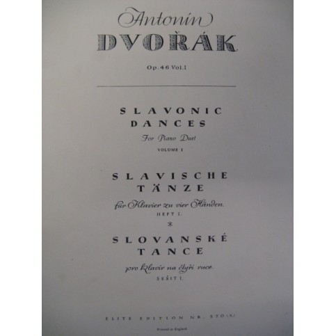 DVORAK Antonin Slavische Tänze Piano 4 mains