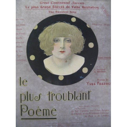 FOSSOUL Yves Le Plus Troublant Poème Chant Piano 1920