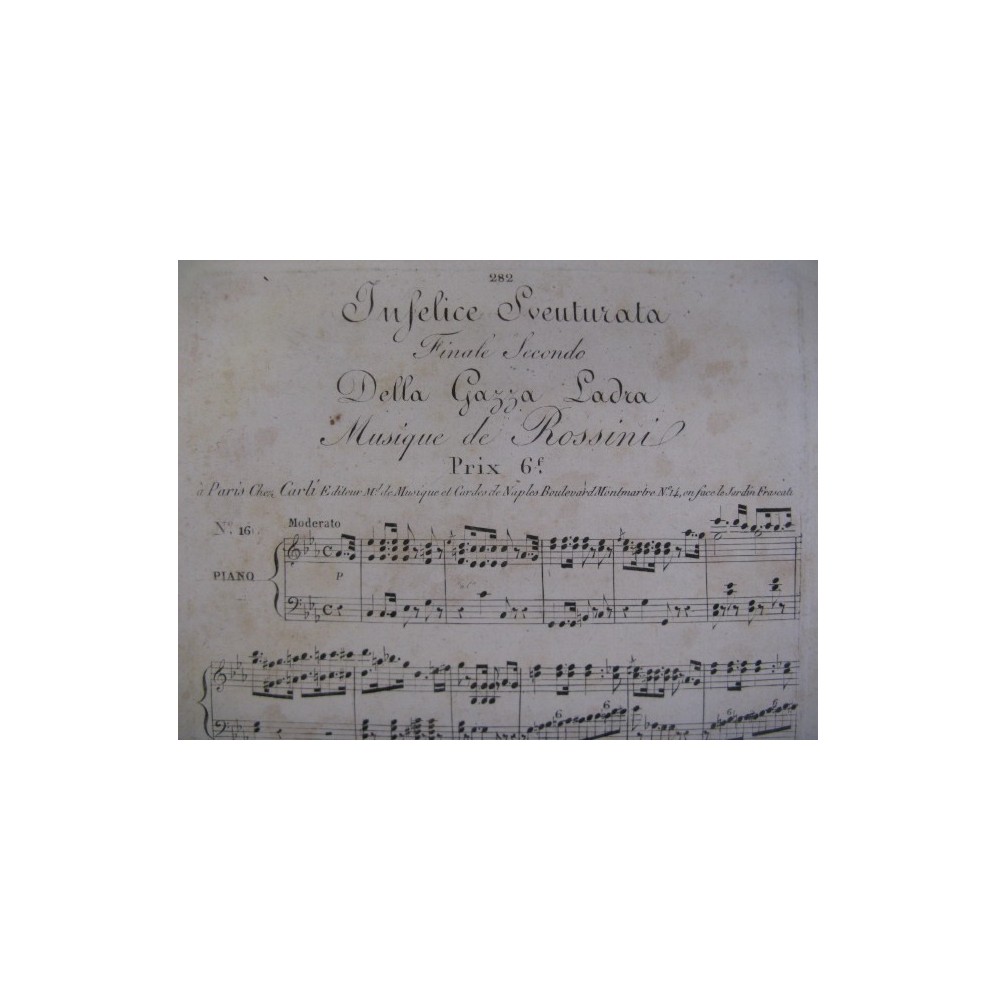 ROSSINI G. Infelice Sventurata Chant Piano ca1820