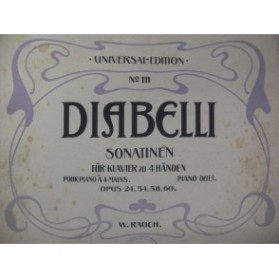 DIABELLI A. Sonatines Piano 4 mains