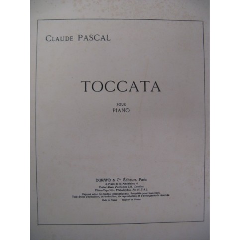 PASCAL Claude Toccata Piano 1962