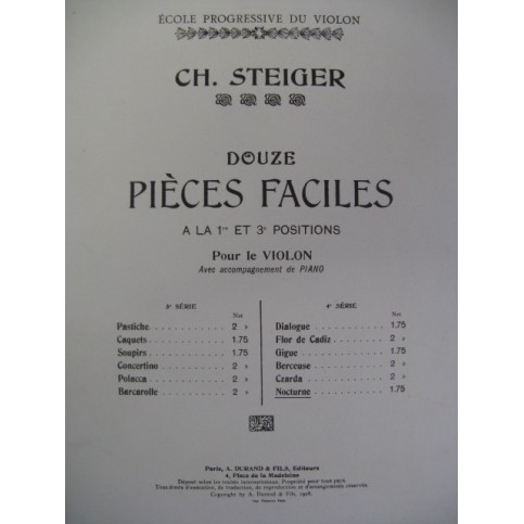 STEIGER Ch. Nocturne Violon Piano 1908