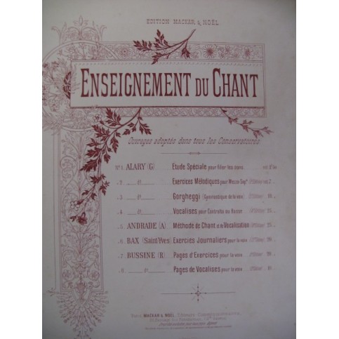 ALARY Giulio Gorgheggi Chant Piano 1891