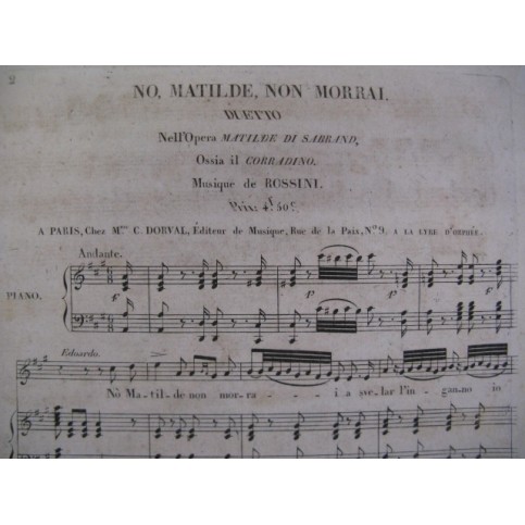 ROSSINI G. No Matilde Non Morrai Chant Piano ca1820