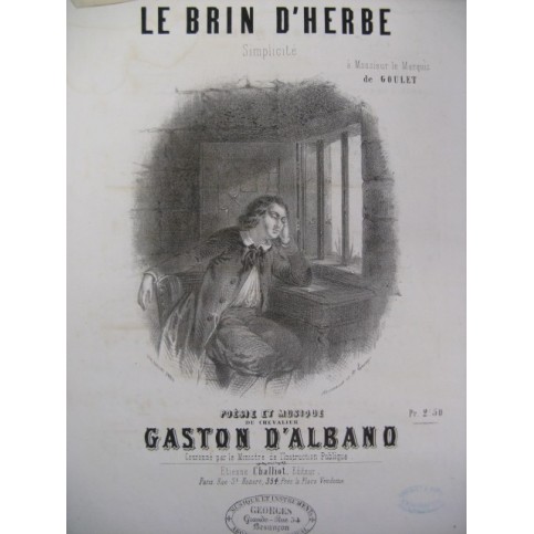 D'ALBANO Gaston Le Brin d'Herbe Chant Piano ca1860