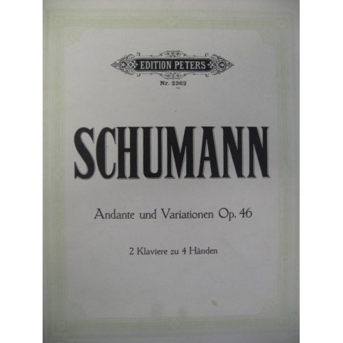 SCHUMANN Robert Andante und Variationen 2 Pianos 4 mains