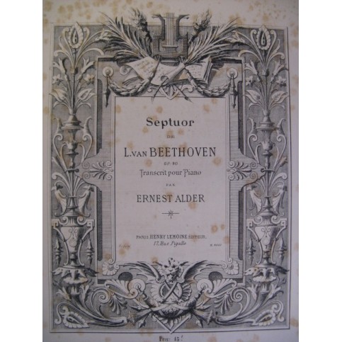 BEETHOVEN Septuor op. 20 Piano ca1880