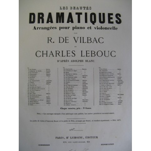 DE VILBAC LEBOUC La Juive Halévy Violon Piano ca1868