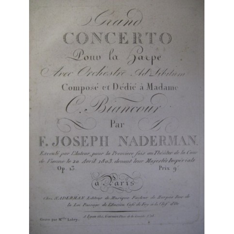 NADERMAN Joseph Grand Concerto Violon Alto Basse 1803