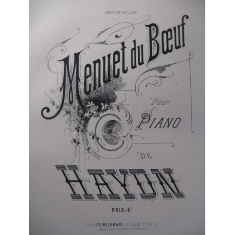 HAYDN Joseph Menuet du Boeuf Piano XIXe