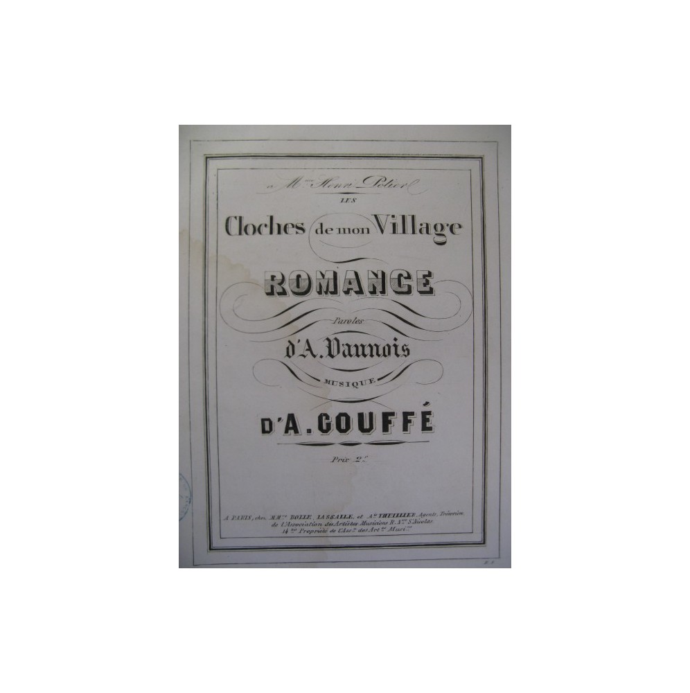 GOUFFÉ A. Les Cloches de mon Village Chant Piano ca1850