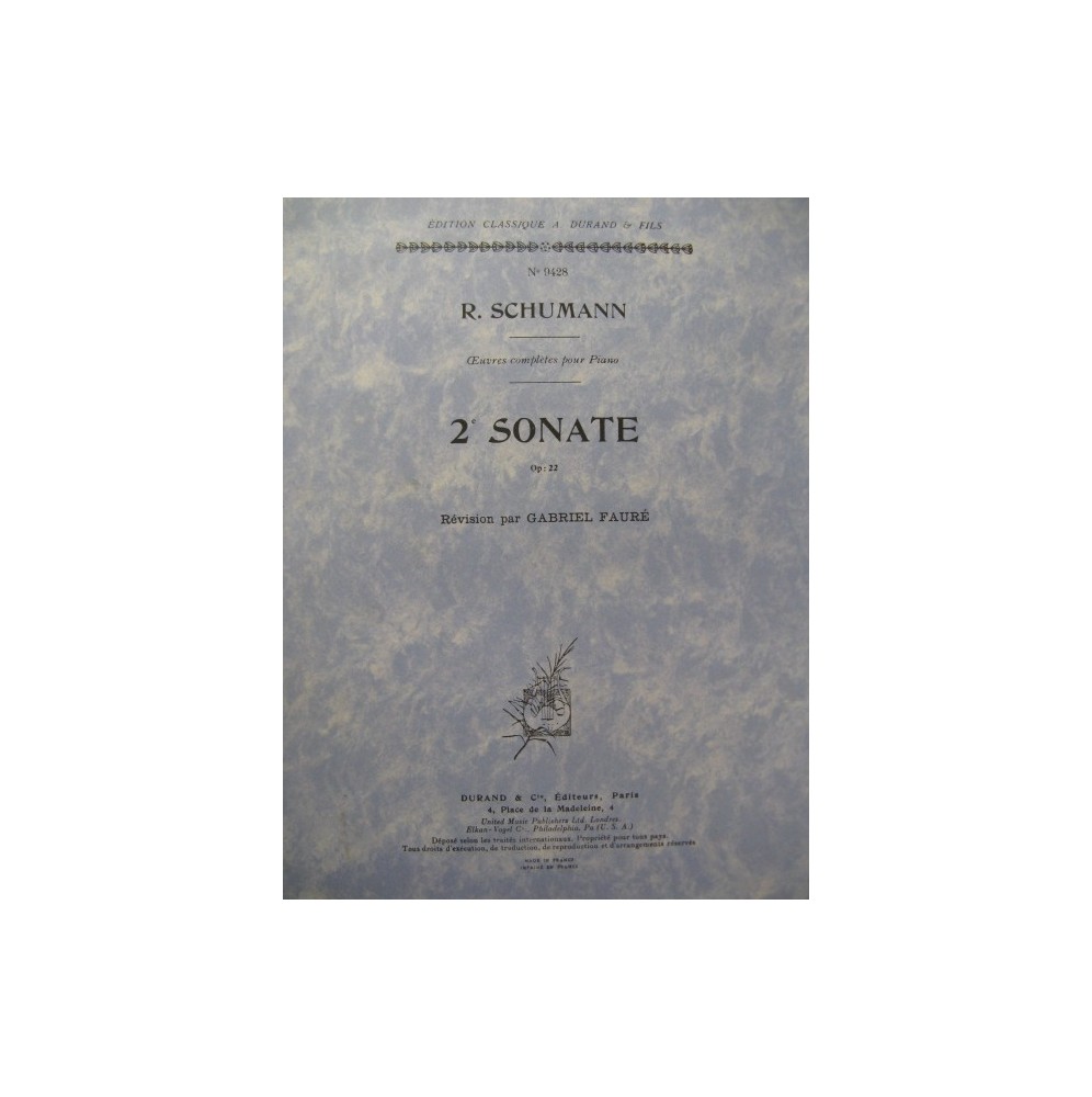 SCHUMANN Robert Sonate No 2 Piano 1951