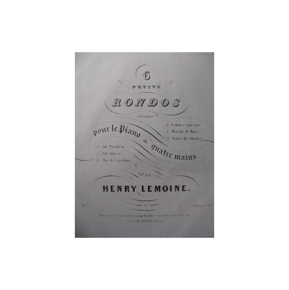 LEMOINE Henry Air de Coradino Piano 4 mains ca1844