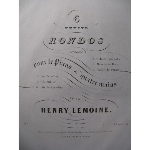 LEMOINE Henry Air de Coradino Piano 4 mains ca1844