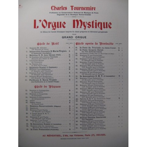 TOURNEMIRE Charles L'Orgue Mystique No 42 Orgue 1930