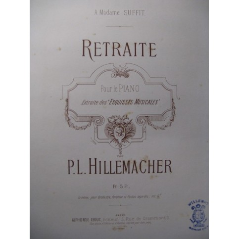 HILLEMACHER P. L. Retraite Piano 1886