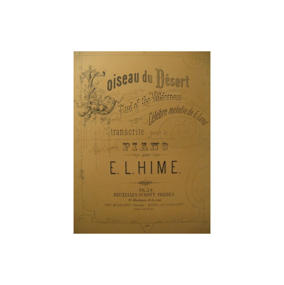 HIME E. L. L'oiseau du Désert Piano ca1885