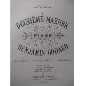 GODARD Benjamin 2e Mazurk Piano XIXe
