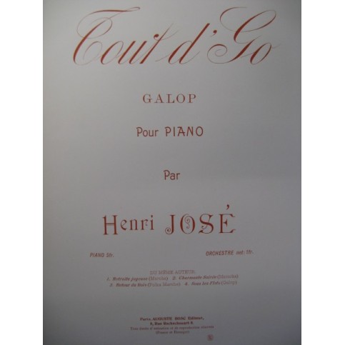 JOSÉ Henri Tout d'Go Piano