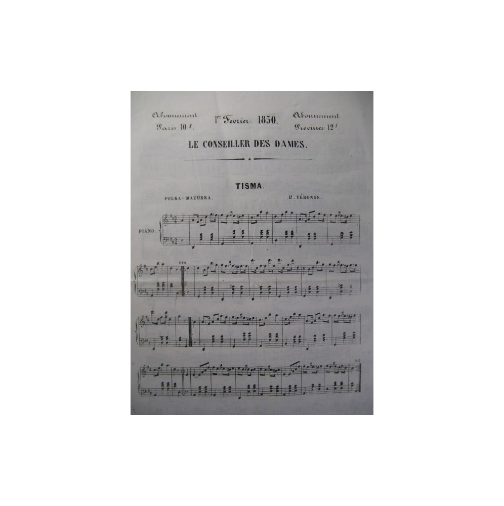Le Conseiller des Dames Piano Chant 1850