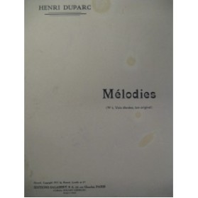 DUPARC Henri Mélodies Chant Piano 1911