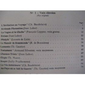 DUPARC Henri Mélodies Chant Piano 1911