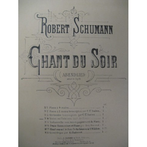 SCHUMANN Robert Chant du Soir Flute Violon Piano 1927