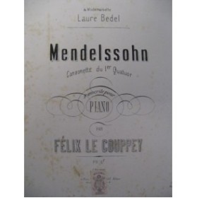MENDELSSOHN Canzonetta Piano 1874