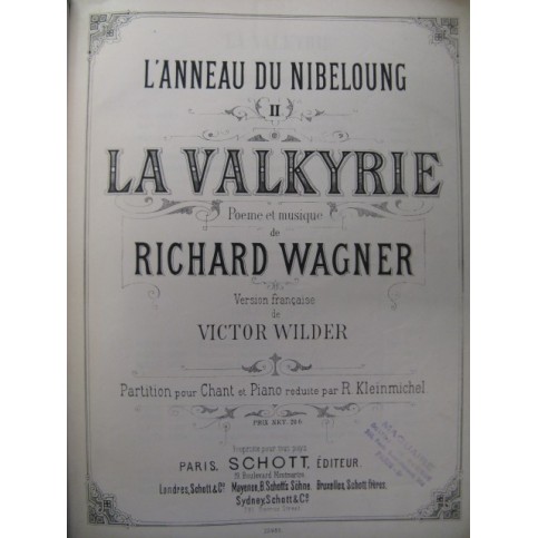 WAGNER Richard La Valkyrie Opéra XIXe