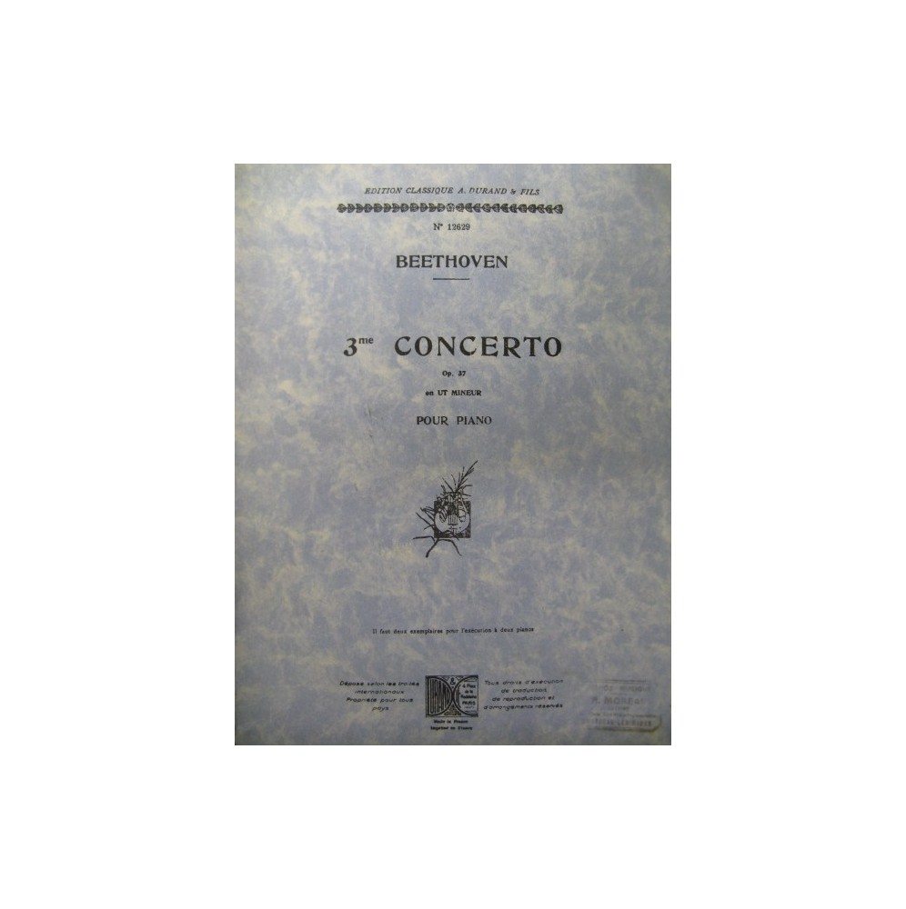 BEETHOVEN Ludwig van Concerto No 3 op 37﻿ Piano 4 mains 1949