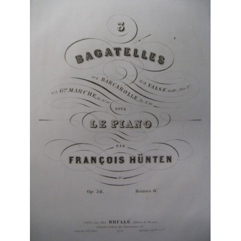 HÜNTEN François Barcarolle Piano ca1845
