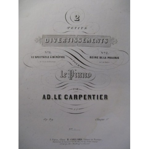 LE CARPENTIER A. Le Spectacle à Bénéfice Piano XIXe