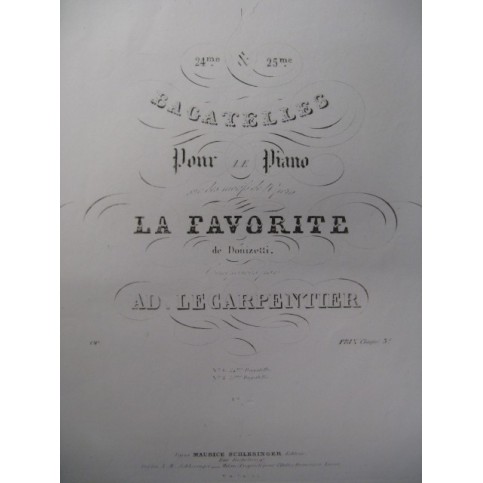 LECARPENTIER Adolphe Bagatelle No 25 Piano 1841
