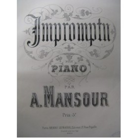 MANSOUR A. Impromptu Piano 1880