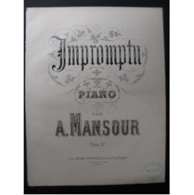 MANSOUR A. Impromptu Piano 1880
