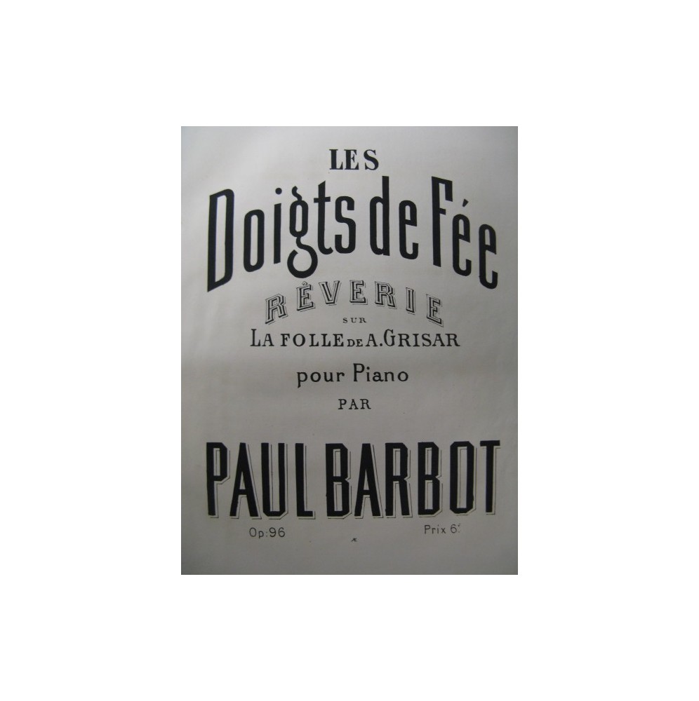 BARBOT Paul Les Doigts de Fée Piano