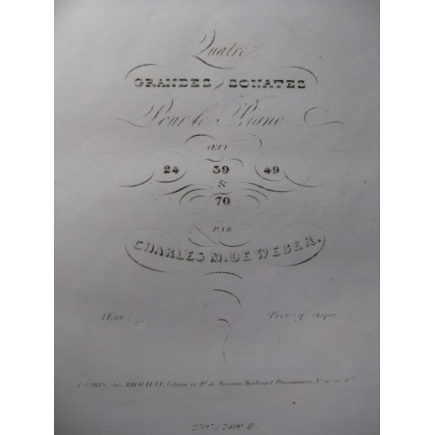 WEBER Sonate No 3 op 49 Piano 1838