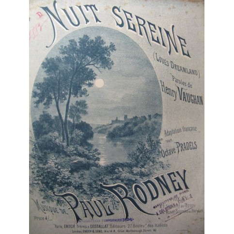 RODNEY Paul Nuit Sereine Chant Piano 1887