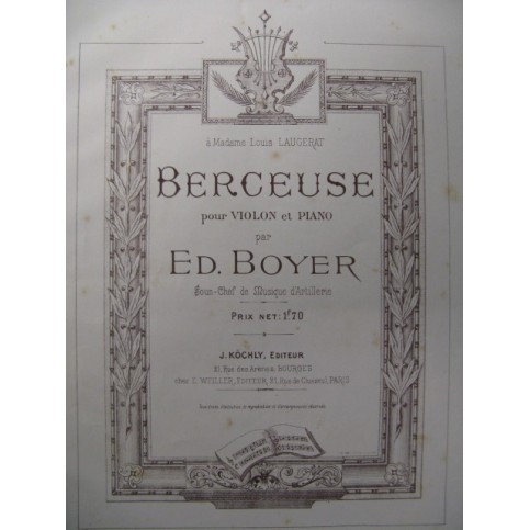 BOYER Ed. Berceuse Violon Piano XIXe