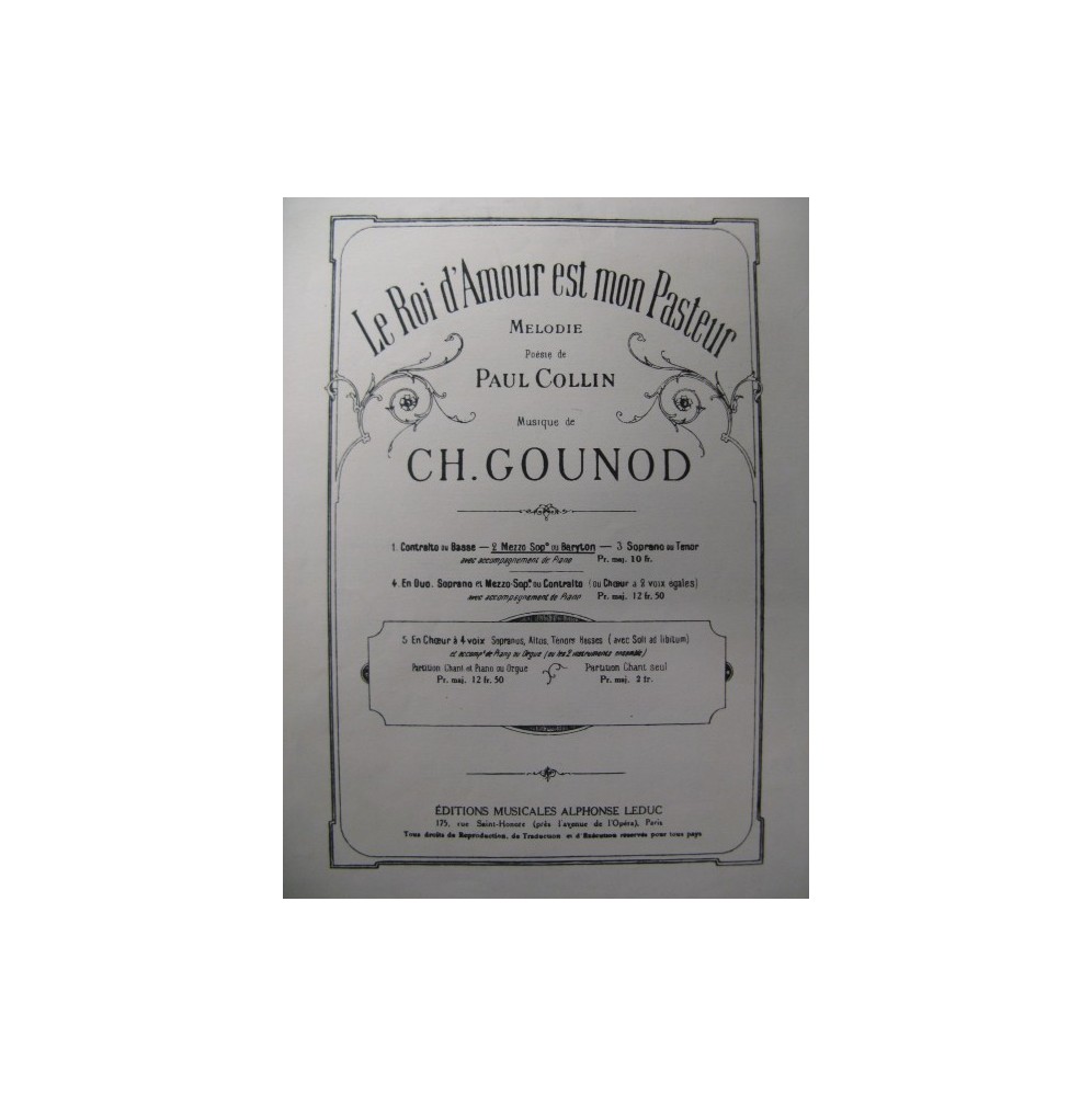 GOUNOD Charles Le Roi d'Amour Chant Piano 1946