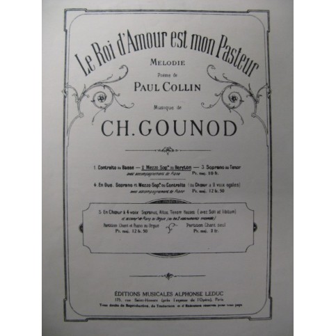 GOUNOD Charles Le Roi d'Amour Chant Piano 1946