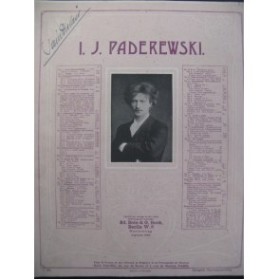 PADAREWSKI I. J. Menuet Piano 1888