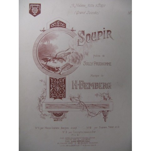 BEMBERG H. Soupir Chant Piano 1892