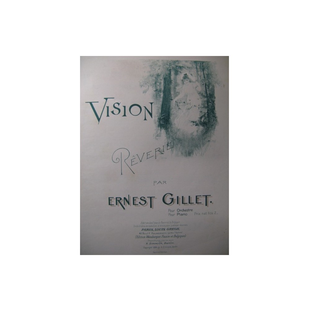 GILLET Ernest Vision pour Piano 1894