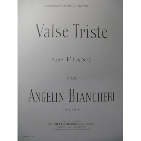 BIANCHERI Angelin Valse Triste Piano