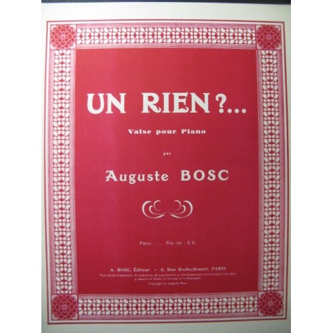 BOSC Auguste Un Rien ?... Piano 1936