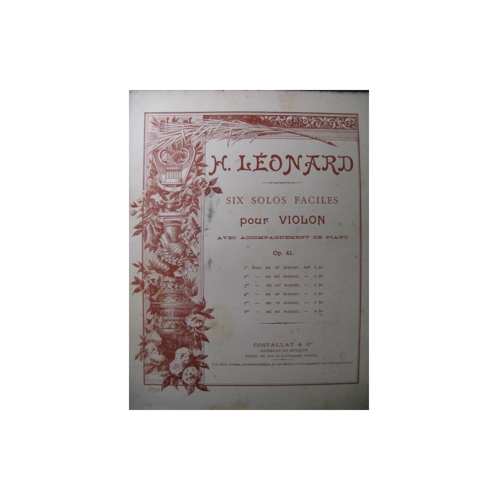 LÉONARD H. 1er Solo Violon Piano ca1898