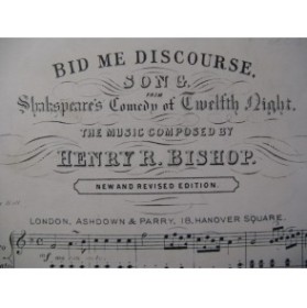BISHOP Henry Bid Me Discourse Chant Piano XIXe