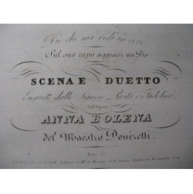 DONIZETTI G. Anna Bolena No 12 Chant Piano ca1830